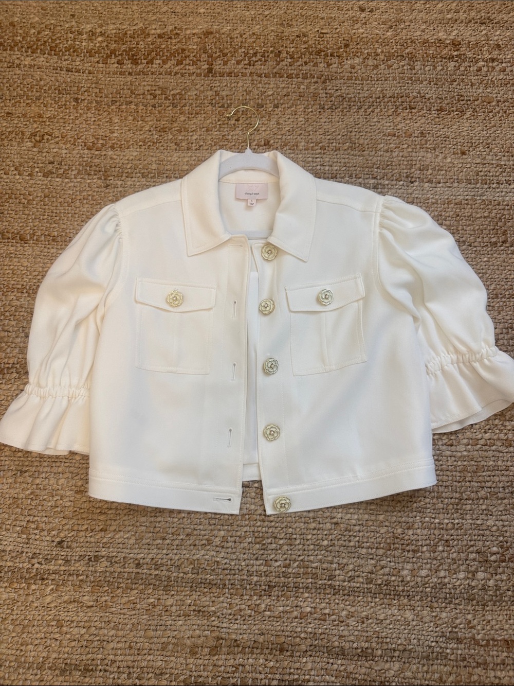 Cinq a Sept women’s Cream Short Sleeve Button Jacket